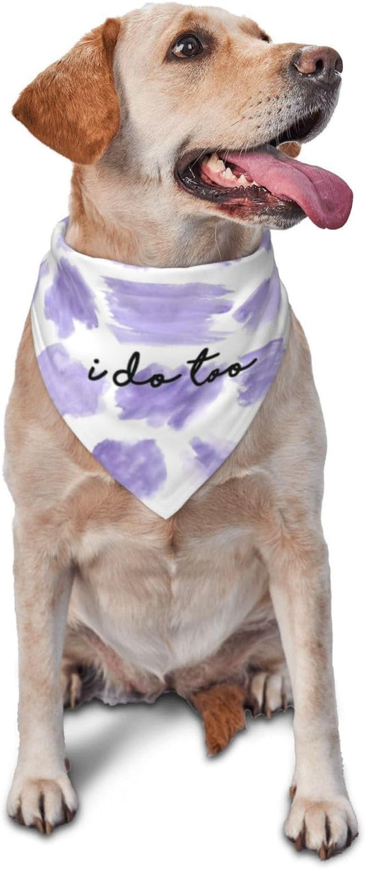 I Do Too Dog Wedding Bandana,Married Puppy Pet Bandanas Accessories,Wedding Photo Prop for Dog Lover Pet Scarf Accessories (Purple Color Block)