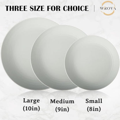 Wrova Wheat Straw Plates - 9 Inch Unbreakable Dinner Plates Set of 8 - Dishwasher & Microwave Safe Plastic Plates Reusable for kitchen and camping (light grey)