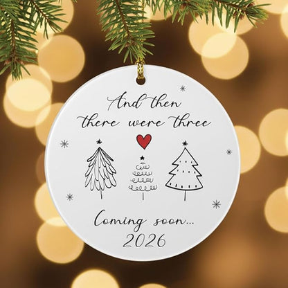 Baby Coming Soon 2026, Baby Announcement Christmas Ornament for New Parents, Expecting Couple, Promoted to Grandparents Gift, Baby Reveal Keepsake Decor (Three Tree)