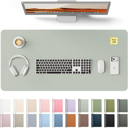 YSAGi Leather Desk Protector, Office Mat, Large Mouse Mat, Non-Slip PU Leather Blotter, Laptop Pad, Waterproof Writing Pad for Office and Home (Grayish Green, 31.5" x 15.8")