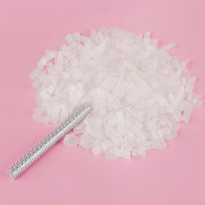 BATTIFE Confetti Wands, 7.8inch Confetti Shoot Poppers, Tissue Paper Flick Flutter Sticks for Wedding Celebrations, Anniversary, Birthday Parties, White (40Pack)