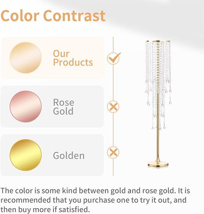 NUPTIO Gold Vases for Centerpieces Wedding - 10 Pcs 39.4in Tall Vase Chandelier Centerpiece for Tables - Flower Stand Bulk for Weddings