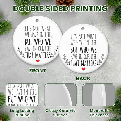 Christmas Family Ornaments for Men Women - Ceramic Christmas Tree Decoration Ornaments - Xmas Gifts for Family Mom Dad Daughter Son Friends, Inspirational Gift Ideas, BFF Friend Ornament