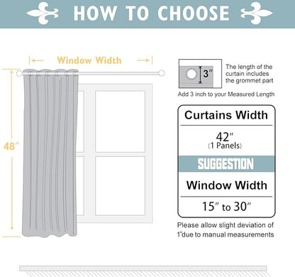 ChrisDowa Blackout Curtains 48 inches Long for Bedroom - Grommet Thermal Insulated Room Darkening Curtains for Living Room (1 Panel, Dark Grey, 42 x 48 Inch)