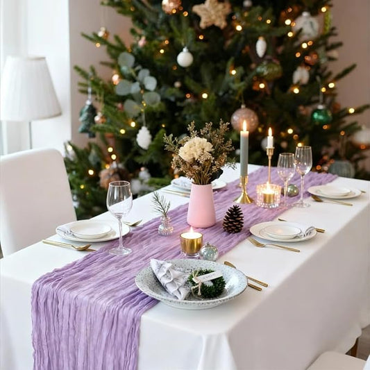 10 Pack Lavender Cheesecloth Table Runner Fall Thanksgiving 10FT Gauze Cheese Cloth Table Runner 35x120 Inch Purple Table Cloth for Wedding Bridal Shower Holiday Sheer Home Decor