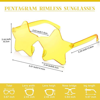Cindeer 40 Pairs Rimless Star Shape Sunglasses Colorful Transparent Sunglasses Pentagram Glasses for Party