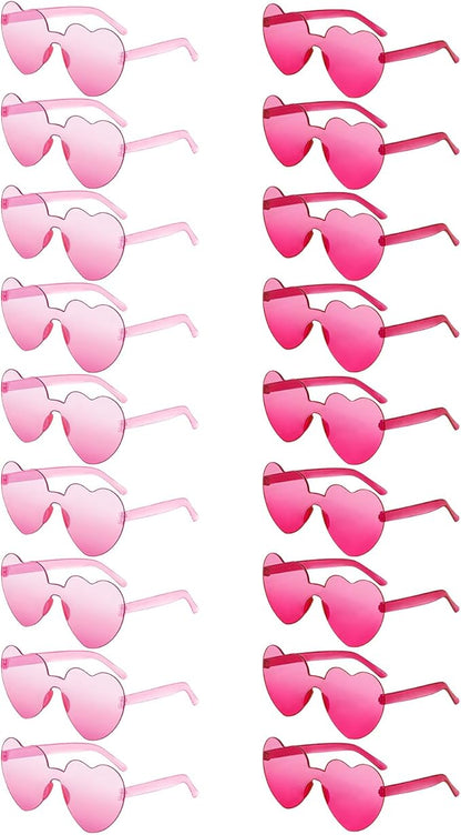 SUNOVELTIES 18 Heart Shape Rimless Sunglasses Transparent Candy Color Party Glasses Colored Eyewear for Women