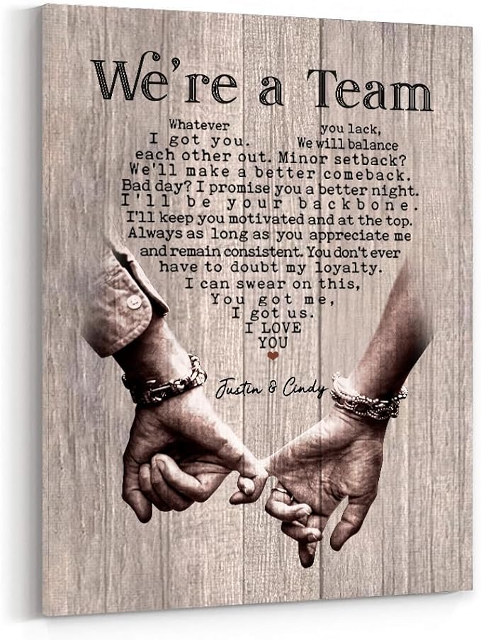 GABITA Personalized Wall Art for Couples, Anniversary Canvas for Couple Parent Grandparent, We're A Team Canvas for Couple Lover Husband Wife, Romantic Wall Decor, Wedding Keepsake 2