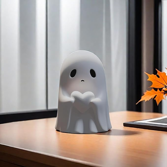 Halloween Ghost Figurine - Spooky Resin Statue, Cute Finger Ghost Ornaments, Perfect for Indoor & Porch Decor (C)