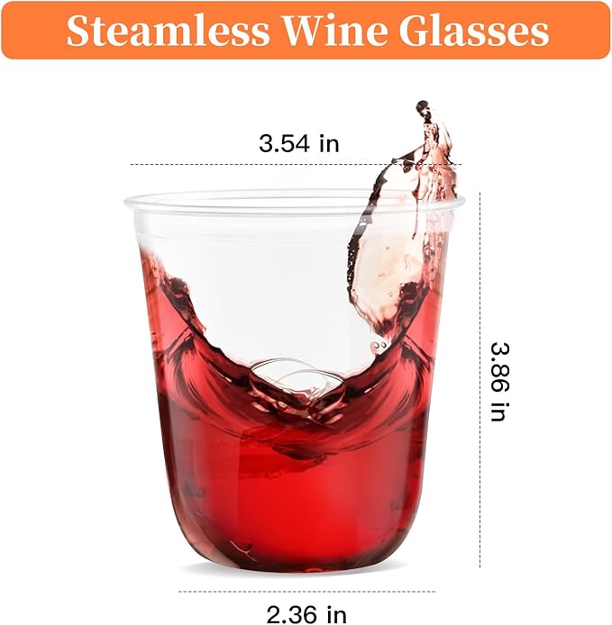 WELLIFE 12 oz Clear Plastic Cups, 200 Pcs Disposable Wine Glasses Stemless Cocktail Punch Cups for Cold Drinking Party Supplies, Halloween Weddings Birthdays