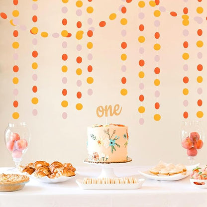 Pink Orange Groovy Party-Decorations Garland-Streamers - 52Ft Fall Autumn Thanksgiving Harvest Paper Banner,Birthday Baby Bridal Shower Engagement Wedding Bachelorette Backdrop Decor Lasting Surprise