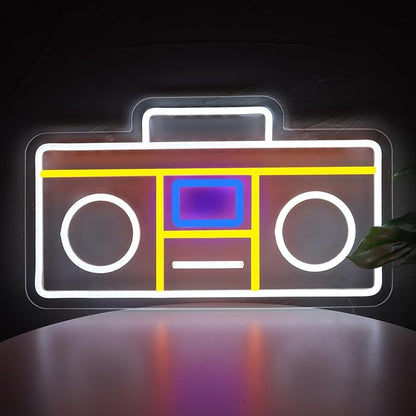 Retro Radio Neon Sign Vintage Yellow Radio Neon LightUSB Neon Signs for Game Room Decor 80s Music Neon Light Sign for Bedroom Retro Cafe Party Decoration