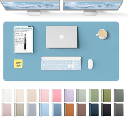 YSAGi Leather Desk Protector, Office Mat, Large Mouse Mat, Non-Slip PU Leather Blotter, Laptop Desk Mat, Waterproof Writing Pad for Office and Home (Sea Blue, 47.2" x 23.6")