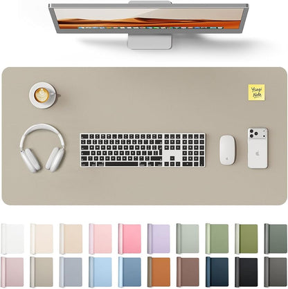 YSAGi Leather Desk Pad Protector, Office Desk Mat, Large Mouse Pad, Non-Slip PU Leather Desk Blotter, Laptop Desk Pad, Waterproof Desk Writing Pad for Office and Home (Olive Beige, 31.5" x 15.8")