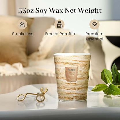 M&SENSE Extra Large Candle 35oz 150H TobaccoVanilla Scented, 3 Wick Highly Scented Jar Candles, XL Large Christmas Gift Candle for Women, Long Lasting Burning for Holiday, Thanksgiving, Christmas