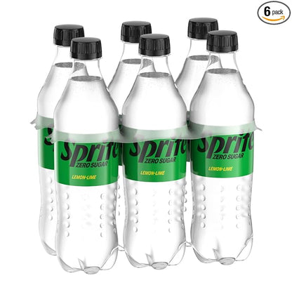 Sprite Zero Sugar Lemon Lime Diet Soda Pop Soft Drinks, 16.9 fl oz, 6 Pack