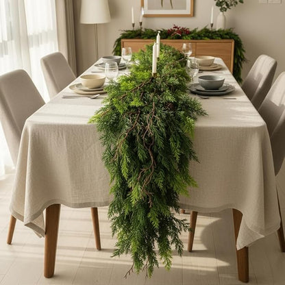 9ft Christmas Real Touch Garlands with Withered Branches,Suitable for Gifting,Artificial Cedar Pine Garland for Christmas Decorations Home Indoor Stairs Table Fireplace Outdoor Holiday