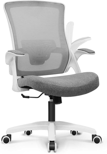 NEO CHAIR Office Desk Chair Computer High Back Mesh Gaming Seat with Ergonomic Adjustable Comfy Flip-up Armrests Lumbar Support Height for Home (Grey)