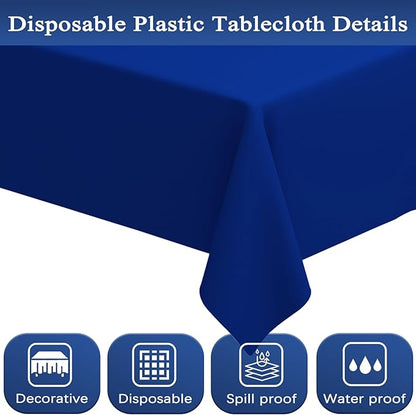 WNINK 6 Pack Royal Blue Tablecloths Disposable Table Covers 54" x 108" Table Cloths for BBQ Birthday Picnic Bridal Shower Wedding Plastic Table Cloths for Parties Fits 6 to 8 Foot Rectangle Tables