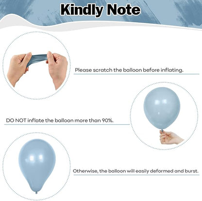 Dusty Blue White Balloons 60 Pcs Dusty Blue White Sand Balloons 12 Inch Neutral Boho Slate Blue Cream Beige Apricot Nude Brown Balloon for Boys Men Bear Bridal Baby Shower Birthday Party Decorations
