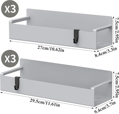 6 Pack Magnetic Spice Rack Organizer for Refrigerator and Oven, Light Gray Fridge Organizers and Storage for Kitchen