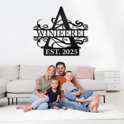 Custom Metal Sign with Monogram - Personalized Family Name Wedding Sign with EST Date - Split Letter Custom Sign, Rustic Wall Decor for Wedding, Anniversary, Couple Gift, Outdoor or Indoor Decor
