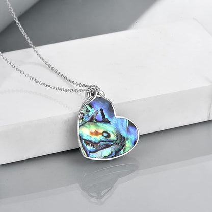 LILALO Christmas Gifts Nightmare Necklace Sterling Silver Abalone Shell Crystal Jack and Sally Necklace Jack Skellington Skull Jewelry Skull Necklaces for Women
