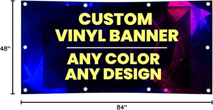 Personalized Custom Vinyl Banner Printing Indoor or Outdoor use Printed Business Event Birthday Party Large Custom Vinyl banner for Party Decoration Factory of Stickers (4'x7')