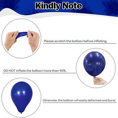 Blue Silver Balloons 12 Inch Navy Blue Silver White Balloons 35 Pcs Night Blue Metallic Silver Helium Latex Balloon Set for Graduation Retirement Wedding Bridal Baby Shower Birthday Party Decorations