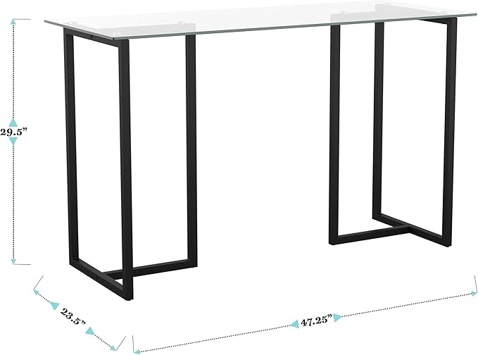Martha Stewart Eli Home Office Desk with Glass Top and Steel Frame, Oil Rubbed Bronze