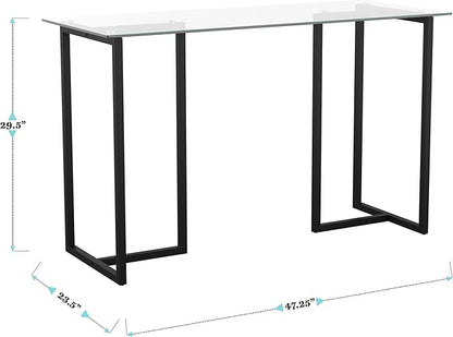 Martha Stewart Eli Home Office Desk with Glass Top and Steel Frame, Oil Rubbed Bronze