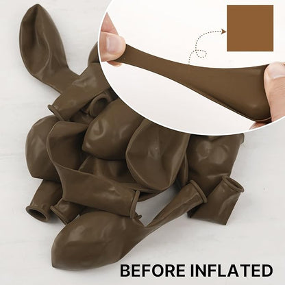 PartyWoo Brown Balloons 50pcs 5 Inch Small Mini Boho Neutral Coffee Tan Fall Latex Balloons for Wedding Baby Shower Gender Reveal Graduation Safari Woodland Birthday Fall Party Decorations Brown-F09