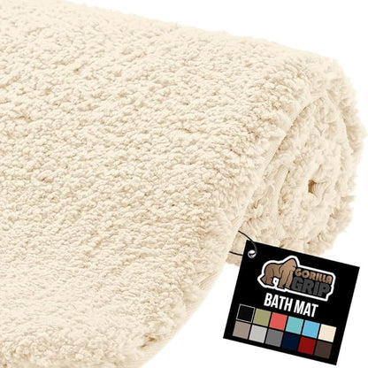 GORILLA GRIP Bathroom Rugs, 30x20, Ultra Soft Absorbent Mat, Thick Plush Bath Rug, Machine Washable, Microfiber Quick Dry, Mats for Shower, Bathtub and Floor, Home Decor Accessories, Ivory