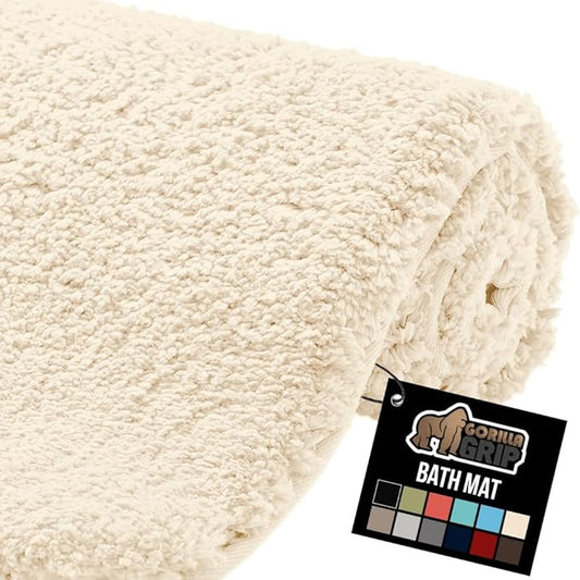 GORILLA GRIP Bathroom Rugs, 30x20, Ultra Soft Absorbent Mat, Thick Plush Bath Rug, Machine Washable, Microfiber Quick Dry, Mats for Shower, Bathtub and Floor, Home Decor Accessories, Ivory