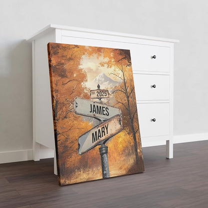 GABITA Personalized Crossroads Street Sign Wall Art for Couples, Anniversary Canvas for Couple, Gift for Valentines Day, Girlfriend Boyfriends Gifts, Custom Poster for Wife and Husband 2