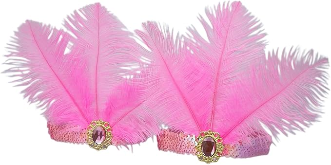 Feather Headpiece Sequins Headbands 1920s Flapper Showgirl Headpieces for Women Girls Carnival Party Accessories