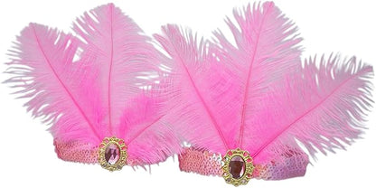 Feather Headpiece Sequins Headbands 1920s Flapper Showgirl Headpieces for Women Girls Carnival Party Accessories