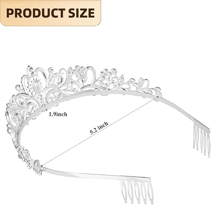 Sparkling Crystal Princess Tiaras for Women Girl Crown Queen Headband Fashion Headpiece for Wedding Birthday Bride Bridal Prom Party Hair Accessories Valentines Mothers Day Gifts