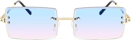 FEISEDY Vintage Rimless Sunglasses Rectangle Frameless Candy Color Glasses Women Men B2642