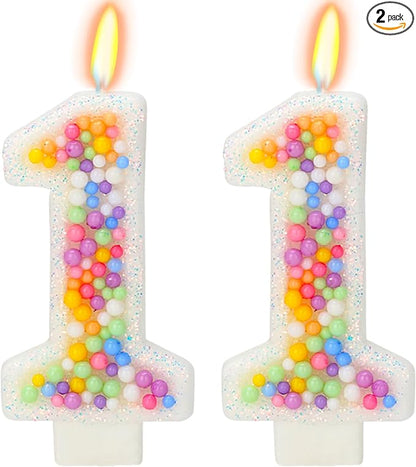 11th Birthday Candle for Cake, Colorful Macaron Numeral Candles for Boys/Girls, Theme Birthday Party Cake Decorations, Cake Topper for Birthday Party Supplies (Number 11)