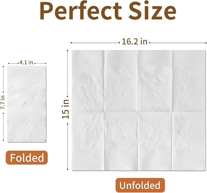 Disposable Napkins, 2-Ply 600 Count Paper Dinner Napkins, White Napkins Bulk for Wedding Party Bathroom and Everyday Use (16.2" X 15")