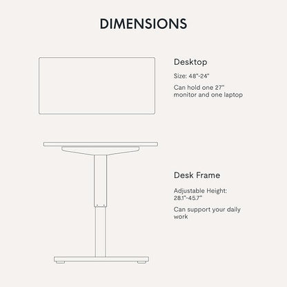 FLEXISPOT EN1 One-Piece Standing Desk with 1-Inch Thick Desktop, 48"x24" Electric Height Adjustable Desk for Home Office & Multi-Device Workstations, Rustic Brown