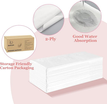 Disposable Napkins, 900 Count 2-Ply White Napkins Bulk, Paper Dinner Napkins for Wedding Party Bathroom and Everyday Use (16.5" X 14.2")