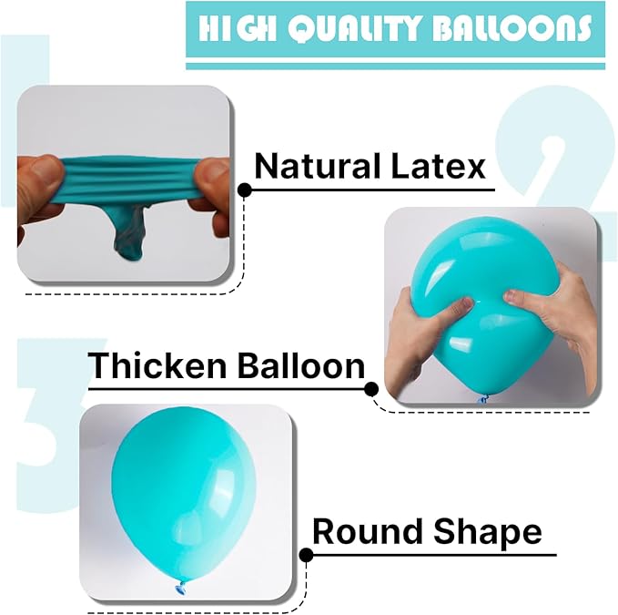PartyWoo Teal Balloons 155pcs Different Sizes Pack of 18 12 10 5 Inch Turquoise Dark Teal Balloon Arch Kit for Baby Shower Gender Reveal Graduation Mermaid Birthday Pool Party Decorations Blue-Y69