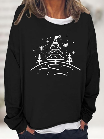 LOAIHA Merry Christmas Sweatshirt Crewneck Snowman Graphic Shirts Christmas Tree Sweater Long Sleeve Xmas Hoodie Pullover
