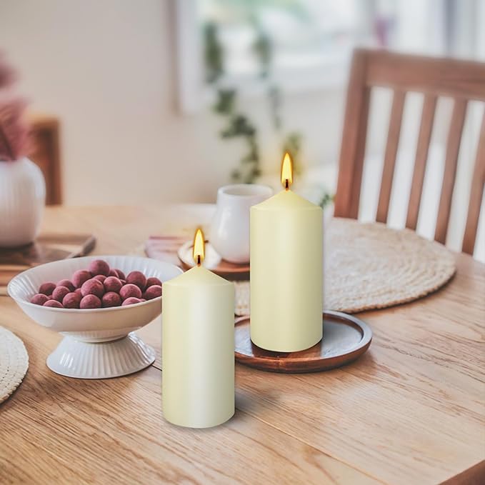 2"x4" High Ivory Pillar Candles, Set of 20 Unscented. Dripless Unscented Smokeless, Ideal for Halloween, Wedding, Emergency Lanterns, Household, Wedding and Home Décor Candlesticks