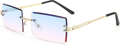 FEISEDY Vintage Rimless Sunglasses Rectangle Frameless Candy Color Glasses Women Men B2642