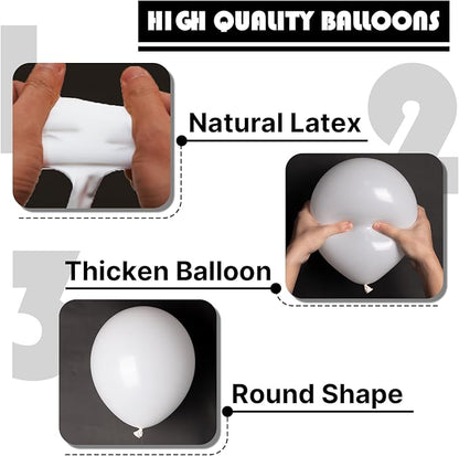 PartyWoo White Balloons 101pcs 12 Inch Matte White Latex Balloons for Wedding Bridal Graduation Engagement Baby Shower Gender Reveal Easter Anniversary Birthday Tea Party Decorations White-Y13