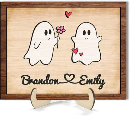 Personalized Forever My Boo Wooden Sign, Ghost Couple Gift, Cute Boo Couples Sign, Custom Names For Couples, Halloween Decor for Couples, Birthday Gift for Boyfriend or Girlfriend Wood Sign sign/2