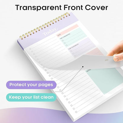 Taja 6 Pack of To Do List Notepad - To Do List Notebook for Work with 52 Sheets, 9.8" x 6.5", Undated Daily Planner Perfect for Daily Tasks and Goal Setting, Notepad Suitable for Office, Home & School - Violet Dream